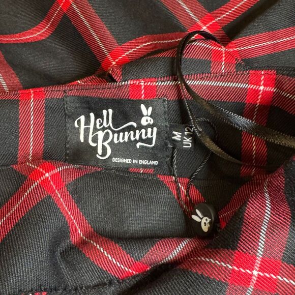 Hell Bunny Janine Pinafore Mini Dress - Size Medium, Red/Black, NWT - Picture 7 of 10